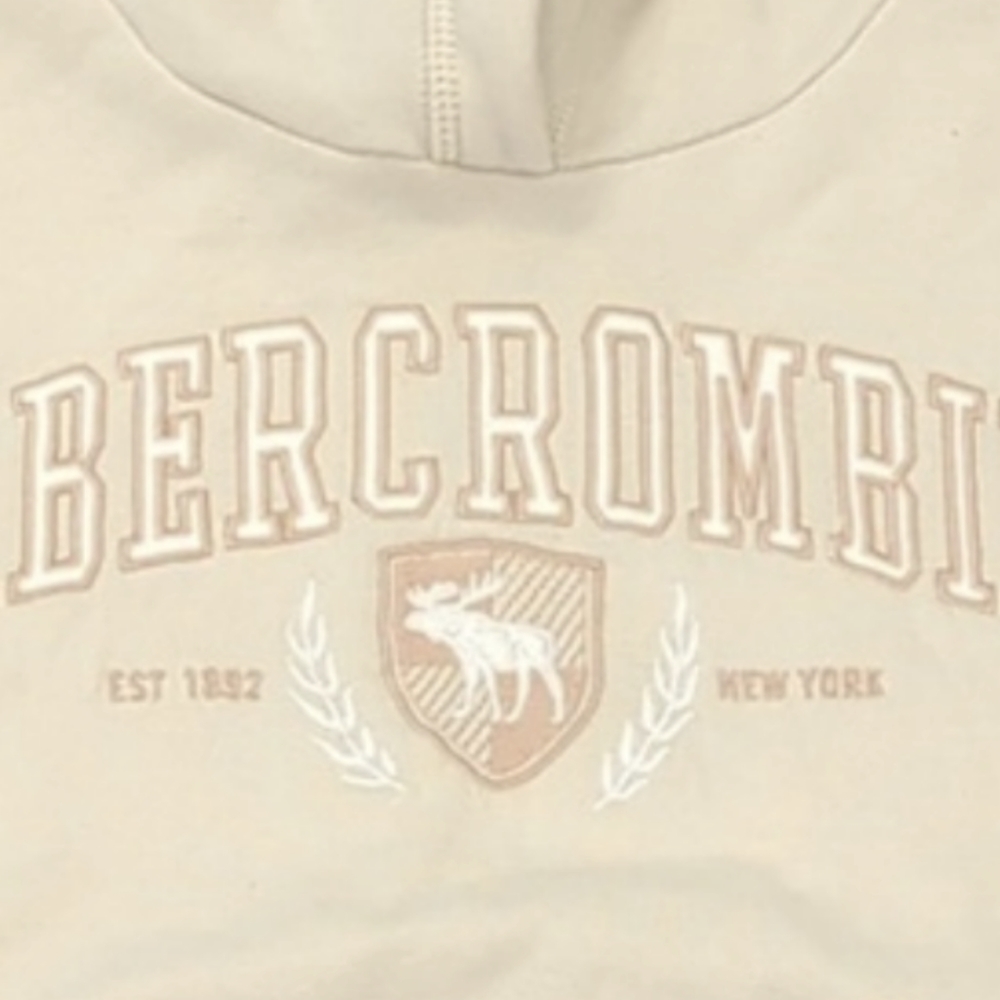 Abercrombie Kids hoodie size 11/12 cream/neutral with pink. Warm and thick.